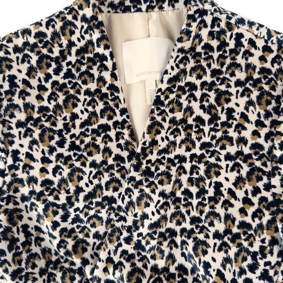 Like New! Rebecca Taylor Leopard Print Velveteen Jacket in Caramel Combo Size 2 - Picture 14 of 15